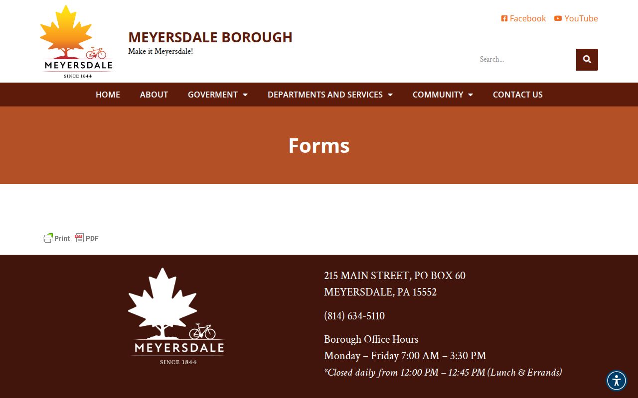 Meyersdale criminal records borough forms page and request fallback
