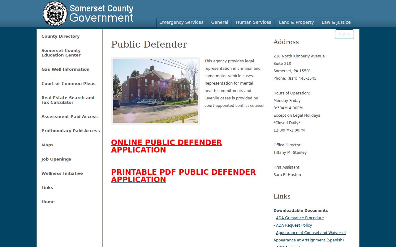 Somerset County criminal records Public Defender information
