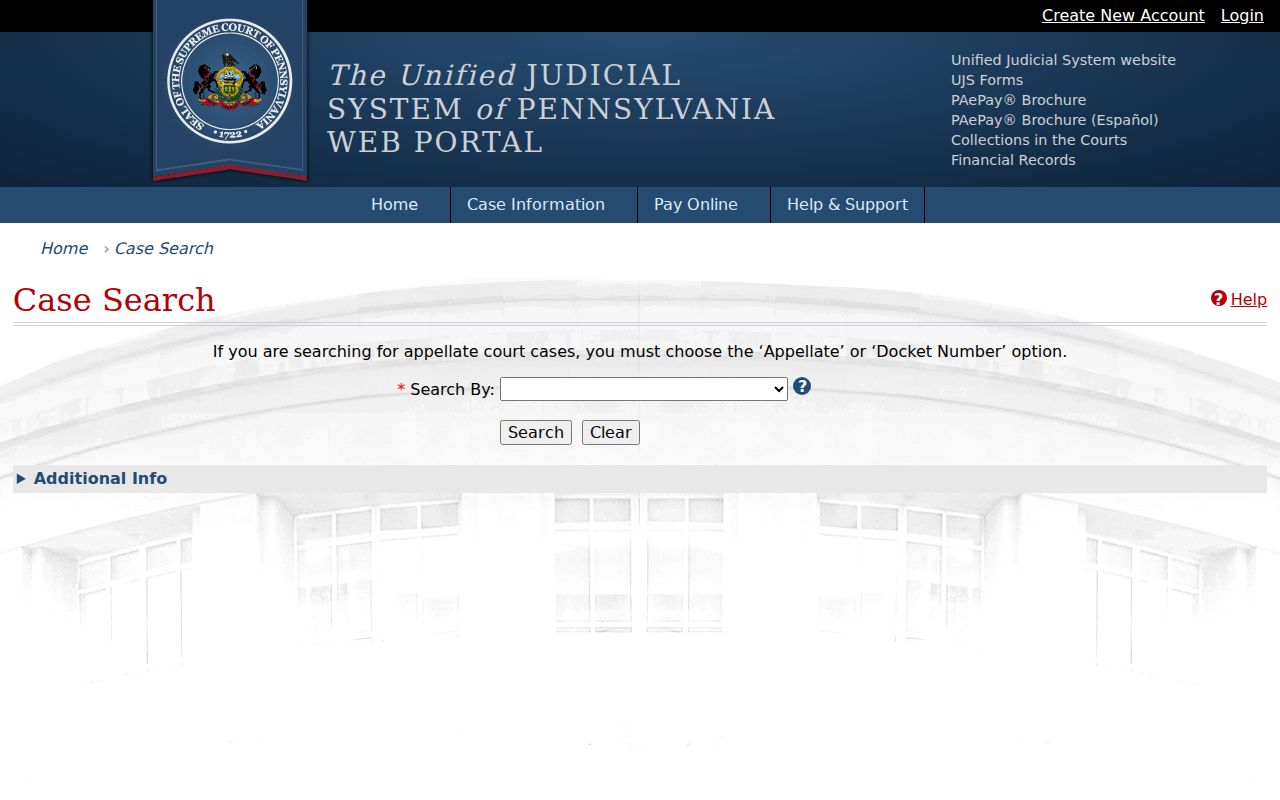 Somerset County criminal court Case Search controls