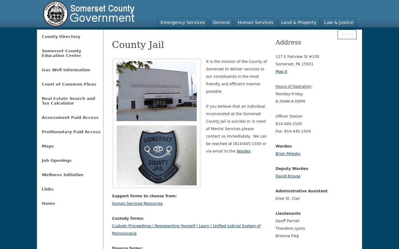 Somerset County arrest search county jail and SAVIN contacts