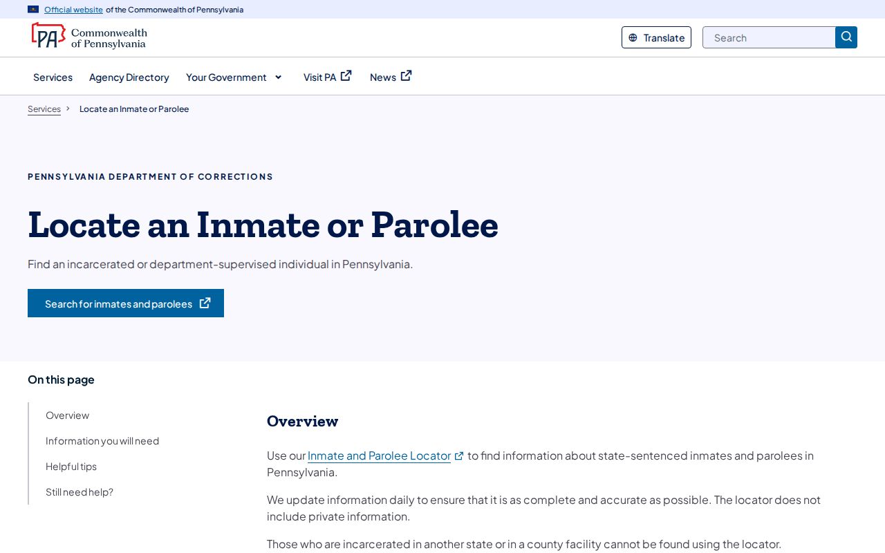 Pennsylvania state inmate locator for Somerset County arrest follow-up