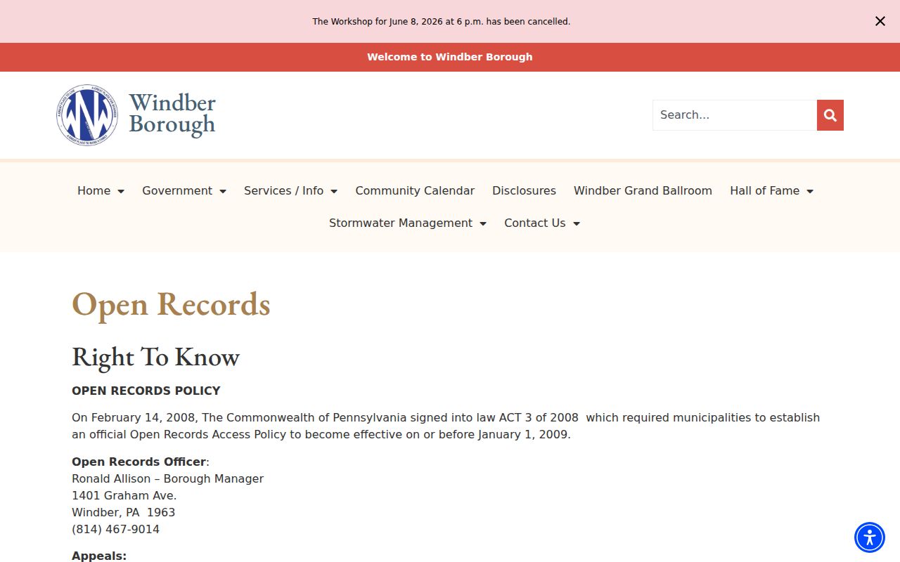 Windber criminal records open-records process and copy fees